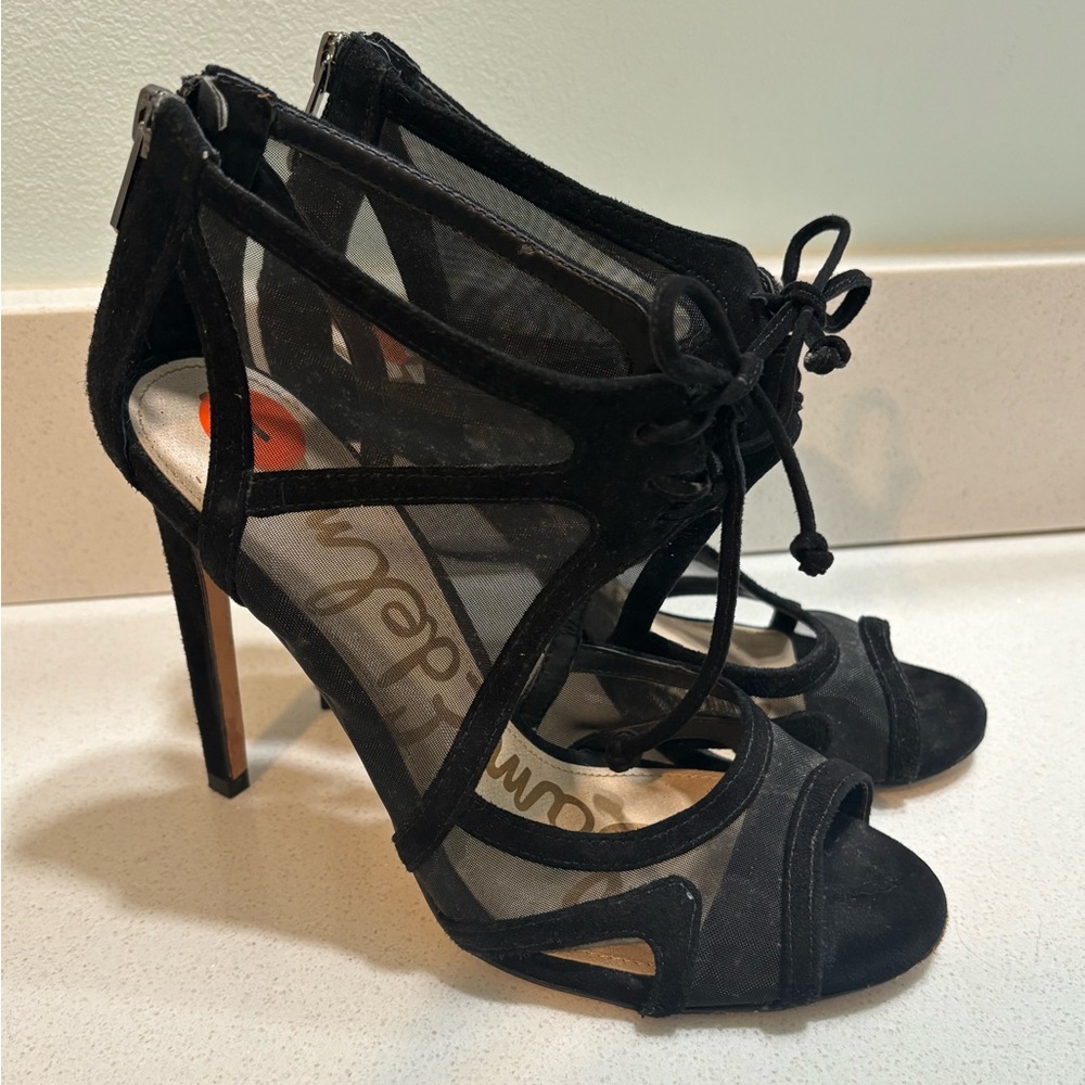 Sam Edelman Pompei Mesh Cage Lace-up Suede Sandals Size 7 - Picture 2 of 6